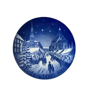 1969 Bareuther Weihnachten (Christmas) Plate: CHRISTMAS MARKET NUREMBERG